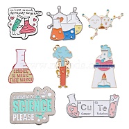 8Pcs 8 Style Chemistry Theme Enamel Pin, Light Gold Alloy Badge for Backpack Clothes, Mixed Color, 18~34.5x15~31x1.5~11mm Pin: 1mm, 1Pc/style(JEWB-SC0001-32)