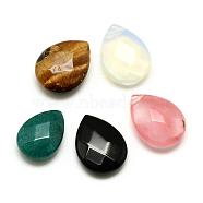 Natural & Synthetic Mixed Stone Pendants, Dyed, Faceted Teardrop, 18x13x5~6mm, Hole: 1mm(G-R418-62)