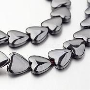 Non-magnetic Synthetic Hematite Bead Strands, Heart, Original Color, 10x10x3mm, Hole: 1mm, about 44pcs/strand, 15.7 inch(G-F300-22C-09)