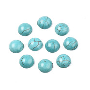 Craft Findings Dyed Synthetic Turquoise Gemstone Flat Back Dome Cabochons, Half Round, Dark Turquoise, 6x3mm(TURQ-S266-6mm-01)