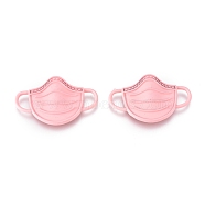 Alloy Links, Baking Painted, Face Mask Shape, Pink, 14x23x3.5mm, Hole: 2.5x4mm(ENAM-R053-005B)