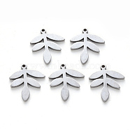 304 Stainless Steel Pendants, Laser Cut, Leaf, Stainless Steel Color, 18x15x1mm, Hole: 1.2mm(X-STAS-N092-73)