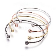 Brass Cuff Bangles, Torque Bangles, with Cubic Zirconia, Mixed Color, 2-1/4 inchx1-5/8 inch(5.7x4.2cm)(BJEW-P245-04)