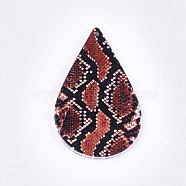 Printed Wooden Big Pendants, Dyed, teardrop, Colorful, 59x36x2.5mm, Hole: 1.5mm(X-WOOD-S051-02D)