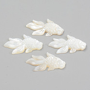 Natural White Shell Mother of Pearl Shell Beads, Goldfish, Seashell Color, 23.5x14~15x2.5mm, Hole: 0.7mm(SHEL-T017-17)