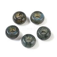 Natural Labradorite European Beads, Large Hole Beads, Rondelle, 14x7~8mm, Hole: 6mm(G-G740-14x8mm-37)