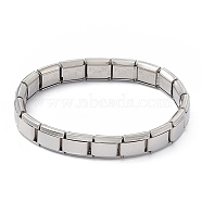 Tile Bracelet, 304 Stainless Steel Rectangle Beaded Stretch Bracelet for Women, Stainless Steel Color, Word, Inner Diameter: 2 inch(5.2cm)(BJEW-A133-01P-03)