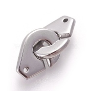 304 Stainless Steel Interlocking Clasps, Stainless Steel Color, 24x11x2mm, Hole: 1mm(STAS-O119-25P)