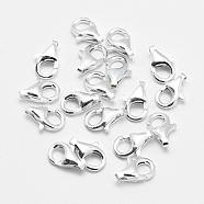925 Sterling Silver Lobster Claw Clasps, Silver, 9x6x3mm, Hole: 1mm(STER-G019-04-9mm)