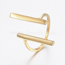 Ion Plating(IP) 304 Stainless Steel Finger Rings, Bar, Golden, Size 6~9, 16~19mm(RJEW-H125-10G)