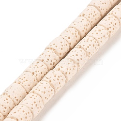 Natural Lava Rock Beads Strands, Column, Dyed, White, 6~6.5x6~6.5mm, Hole: 1.4mm, about 62pcs/strand, 15.75 inch(40cm)(G-L586-C01-02)