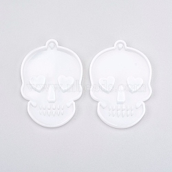 DIY Silicone Hangtag Molds, Resin Casting Molds, for UV Resin, Epoxy Resin Pendant Jewelry Making, Skull, White, 80x55x8mm, Hole: 3mm(X-DIY-WH0166-31)