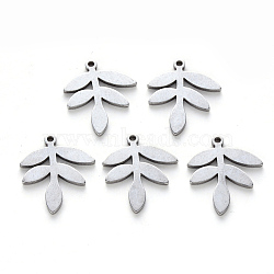 304 Stainless Steel Pendants, Laser Cut, Leaf, Stainless Steel Color, 18x15x1mm, Hole: 1.2mm(X-STAS-N092-73)