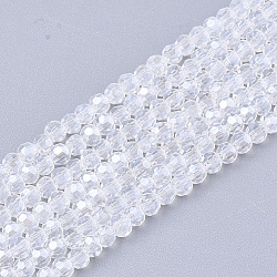 Electroplate Glass Beads Strands, Pearl Luster Plated, Faceted, Rondelle, Clear, 2.5~3x2~2.5mm, Hole: 0.6mm, about 196pcs/strand, 19 inch(EGLA-T013-04J)