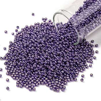 TOHO Round Seed Beads, Japanese Seed Beads, Frosted, (567F) Purple Galvanized Matte, 11/0, 2.2mm, Hole: 0.8mm, about 1110pcs/10g