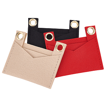 WADORN 3Pcs 3 Colors Felt Bags Organizer Insert, Mini Envelope Handbag Shaper Premium Felt, with Iron Grommets, Mixed Color, 9x8x0.5cm, Hole: 10mm, 1pc/color