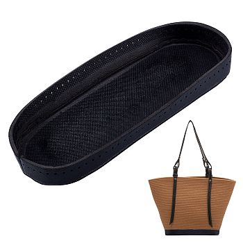 PU Leather Bag Base, Bag Bottom, 3D Boat Type, Bag Crochet Knitting Accessories, Black, 31.6x16x3.4cm, Hole: 2.5mm