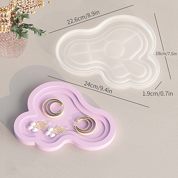 DIY Food Grade Silicone Storage Plate Molds, Decoration Making, Resin Casting Molds, For UV Resin, Epoxy Resin Jewelry Making, Cloud, 190x226x19mm