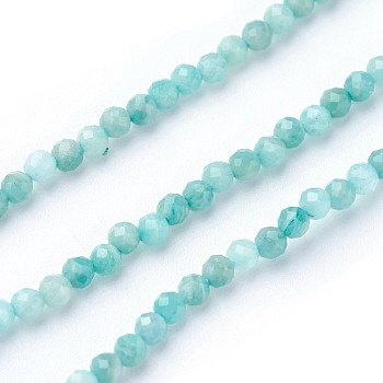 Natural Amazonite Beads Strands, Faceted, Round, 2~2.5mm, Hole: 0.5mm, about 180~200pcs/strand, 14.5~16.1 inch(37~41cm)