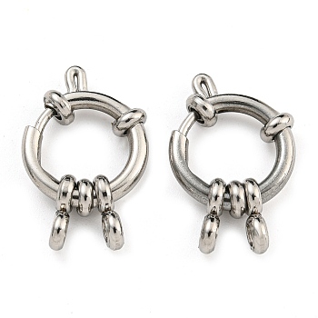 304 Stainless Steel Spring Ring Clasps, Ring, Stainless Steel Color, 14x4mm, Hole: 2.5mm