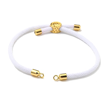 Nylon Cords Bracelet Makings Fit for Connector Charms, with Golden Brass Tree Slider Beads, Long-Lasting Plated, White, 8-5/8 inch(22cm), Hole: 1.9mm