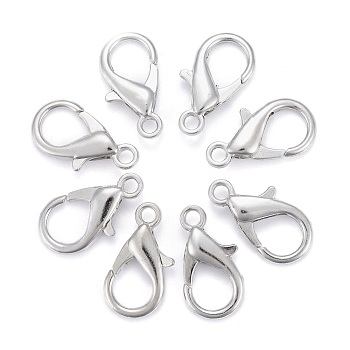 Platinum Plated Zinc Alloy Lobster Claw Clasps, Parrot Trigger Clasps, Cadmium Free & Lead Free, 21x12mm, Hole: 2mm