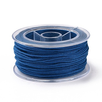 Macrame Cotton Cord, Braided Rope, with Plastic Reel, for Wall Hanging, Crafts, Gift Wrapping, Blue, 1mm, about 30.62 Yards(28m)/Roll