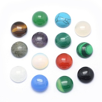 Natural & Synthetic Mixed Gemstone Cabochons, Half Round, 4x2~4mm