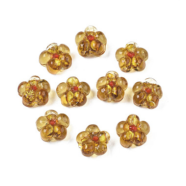 Goldenrod Flower Foil Glass Beads