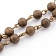 Brass Textured Beads Handmade Chains(AJEW-JB00139-02)-1