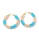 Porcelain Beaded Huggie Hoop Earrings for Women(X1-EJEW-C003-01E-RS)-1