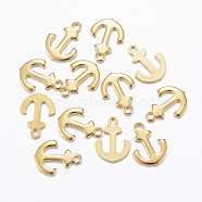 201 Stainless Steel Charms, Anchor, Golden, 12x9x1mm, Hole: 1.2mm(X-STAS-H557-18G)