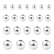 200Pcs 4 Styles Rack Plating and Vacuum Plating Brass Round Spacer Beads, Metal Findings for Jewelry Making Supplies, Platinum, 3~6mm, Hole: 1.5mm, 50pcs/style(KK-CJ0001-91)