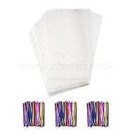 OPP Cellophane Bags, with Plastic & Iron Core Wire Twist Ties, Rectangle, Mixed Color, 25x15cm, 100pcs/set(AJEW-TA0016-12)