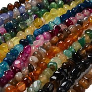 Natural Agate Beads Strands, Dyed & Heated, Nuggets, Tumbled Stone, Mixed Color, 6.5~13x10~13x1.5~11mm, Hole: 1.6mm, about 22pcs/strand, 7.20~7.72''(18.3~19.6cm)(G-H295-B01)