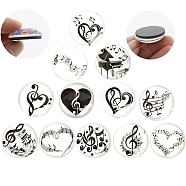 Glass Cabochons, Half with Magnetic, Round/Dome with Musical Note Pattern, Mixed Color, 30mm(PW-WG36403-01)