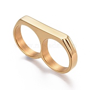 304 Stainless Steel Finger Rings, Double Rings, Golden, Size 7, 17mm(RJEW-O032-13G-17mm)