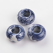 Dyed Rondelle Natural Ocean White Jade Beads, Large Hole Beads, Midnight Blue, 15x8mm, Hole: 6mm(G-D782-05)