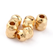 Brass Beads, Long-Lasting Plated, Barrel, Real 24K Gold Plated, 4x3mm, Hole: 1.2mm(KK-O133-300B-G)