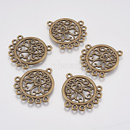 Alloy Cabochon Connector Settings, Lead Free and Nickel Free and Cadmium Free, Flat Round, Antique Bronze, 30x22.5x2mm, Hole: 2mm(X-EA351Y-AB)