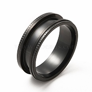 201 Stainless Steel Grooved Finger Ring Settings, Ring Core Blank, for Inlay Ring Jewelry Making, Electrophoresis Black, Inner Diameter: 20mm, Groove: 3.7mm(STAS-P323-10EB)