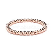 Synthetic Hematite Round Beaded Stretch Bracelet, Gemstone Jewelry for Women, Rose Gold, Inner Diameter: 2-1/4 inch(5.8cm), Beads: 6mm(BJEW-JB08582-03)