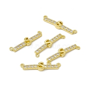 Rack Plating Brass Micro Pave Clear Cubic Zirconia Connector Charms, Real 18K Gold Plated, Long-Lasting Plated, Cadmium Free & Nickel Free & Lead Free, Letter Links, Letter.S, 6x25.5x3mm, Hole: 1.2mm(KK-C007-37G-S)