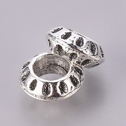 Tibetan Style Alloy European Beads, Large Hole Beads, Rondelle, Antique Silver, Lead Free & Cadmium Free, 10x4mm, Hole: 5mm(EAA386Y)