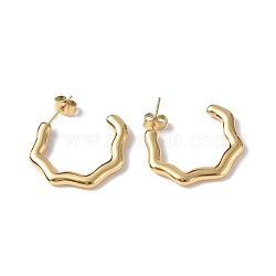 Ion Plating(IP) 304 Stainless Steel Wave Stud Earrings, Half Hoop Earrings for Women, Golden, 26x26x2.8mm, Pin: 0.8mm(EJEW-G335-03G)
