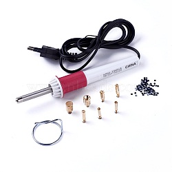 Hotfix Rhinestone Applicator Tool, European Plug, with Random Color SS16 Rhinestone, White, 18x2.9cm(TOOL-J011-05A)