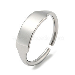 Non-Tarnish 304 Stainless Steel Blank Rectangle Open Cuff Rings for Women, Stainless Steel Color, US Size 6 3/4(17.1mm)(RJEW-D022-02P)