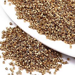 11/0 Grade A Glass Seed Beads, Cylinder, Uniform Seed Bead Size, Metallic Colours, Goldenrod, 1.5x1mm, Hole: 0.5mm, about 20000pcs/bag(SEED-S030-1219)