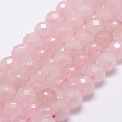 Natural Rose Quartz Beads Strands, Faceted, Round, 6mm, Hole: 1mm, about 61pcs/strand, 14.9 inch~15.1 inch(X-G-D840-21-6mm)