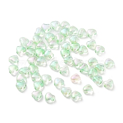 Transparent Acrylic Beads, AB Color, Heart, Pale Green, 6x7x3.5mm, Hole: 1.2mm(OACR-Q196-08E)